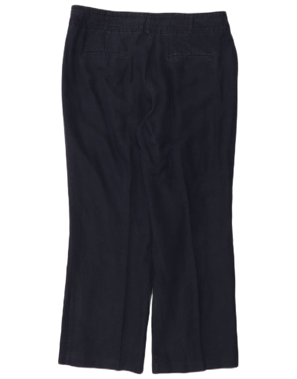 Damskie spodnie codzienne z szerokimi nogawkami Monsoon UK 16 Large W36 L29 Granatowe lniane