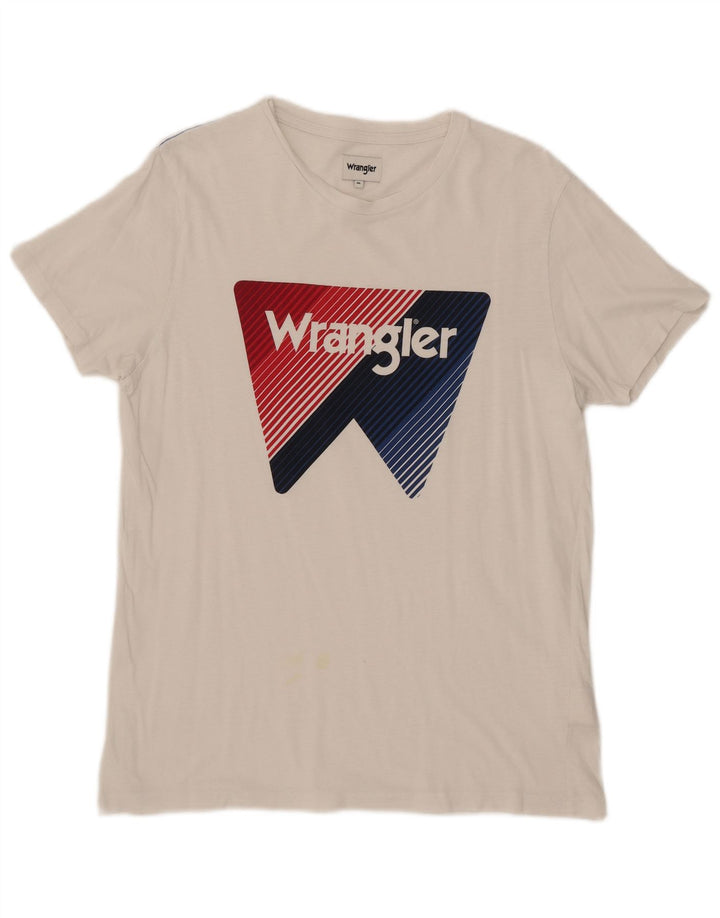 Męski T-shirt z grafiką Wrangler Top, średni, biały, bawełniany