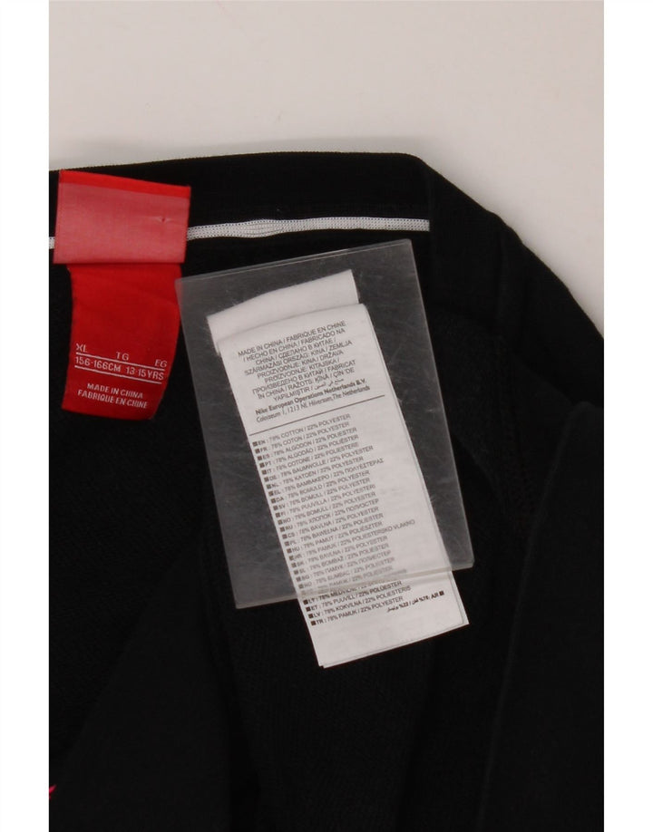 Dziewczęca bluza z krótkim rękawem NIKE z grafiką, 13-14 lat XL, czarna, bawełniana
