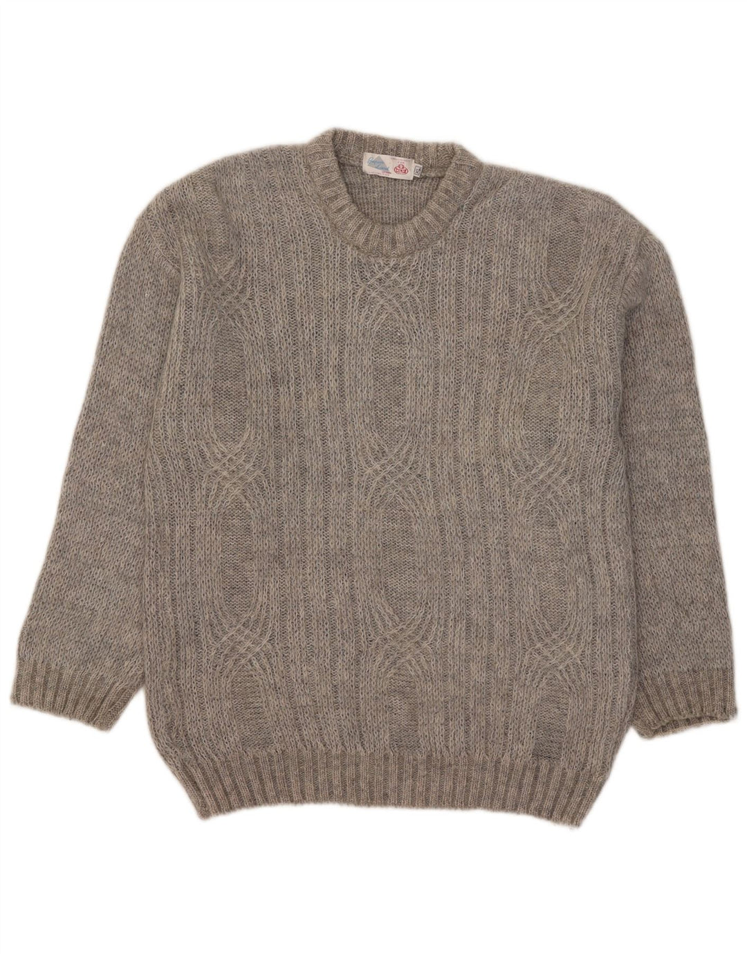 Vintage męski sweter z okrągłym dekoltem XL, szary, geometryczny
