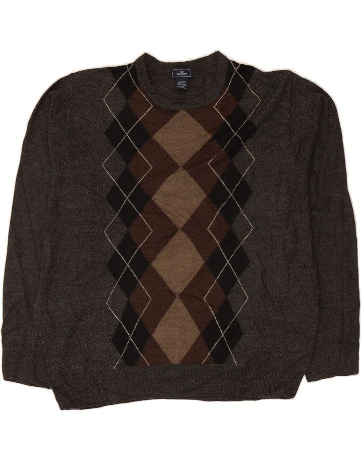 Męski sweter z okrągłym dekoltem DOCKERS 2XL Szary Argyle/Diamentowy Akryl