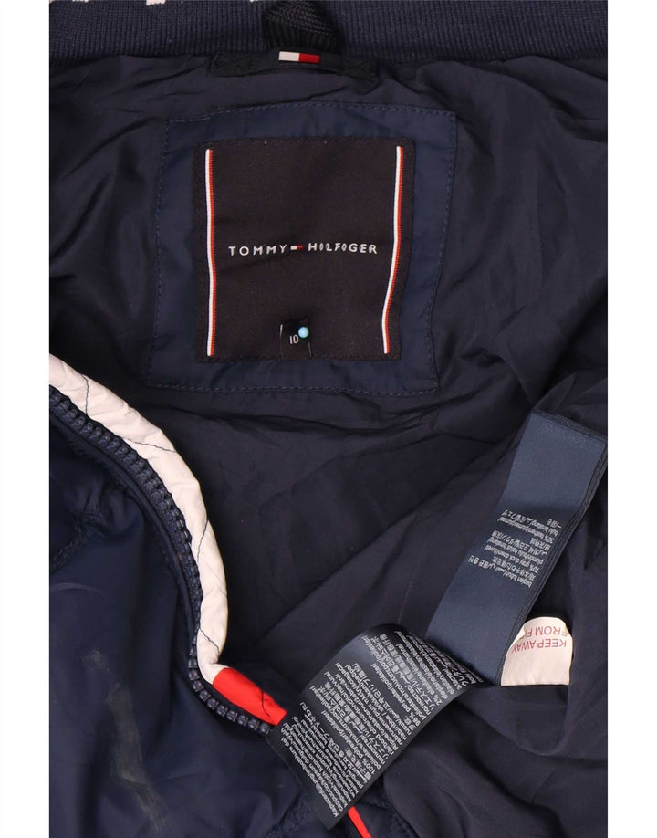Tommy Hilfiger Chłopięca wyściełana kurtka z kapturem, 9-10 lat, granatowa, poliester