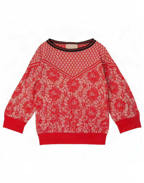 Sweter damski Chiara Bertani z dekoltem w łódkę UK 10, mały, czerwony w kwiaty