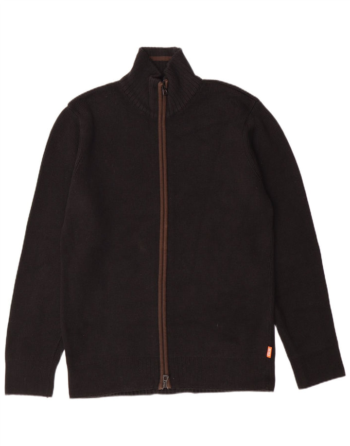 Męski sweter kardigan HUGO BOSS, średni czarny, bawełniany