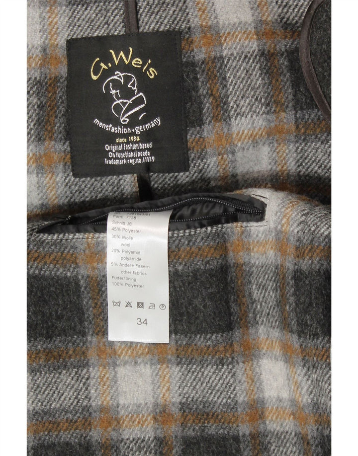 Vintage męski luźny płaszcz z kapturem UK 50 4XL szara wełna