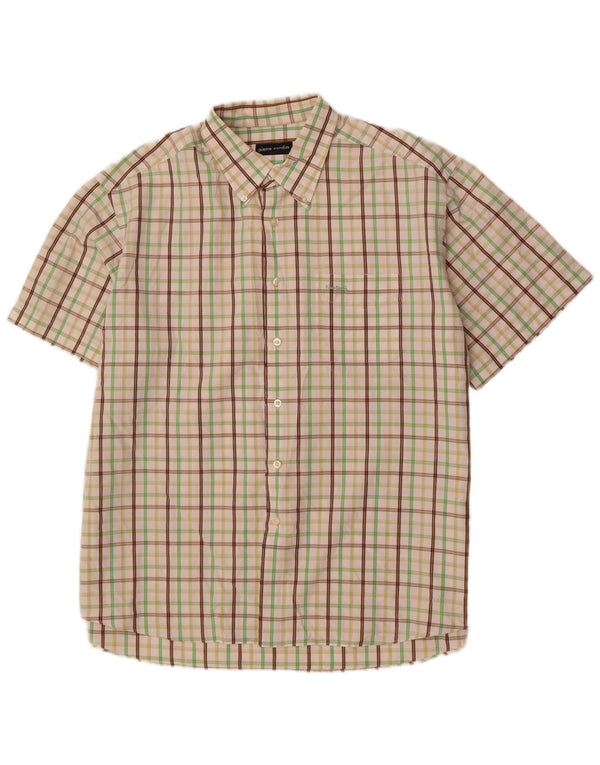 Męska koszula z krótkim rękawem Pierre Cardin, rozmiar 45 XL, bawełniana w białą kratkę