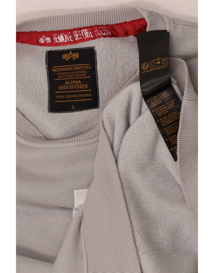 Męska bluza z grafiką Alpha Industries, duża, szara, bawełniana