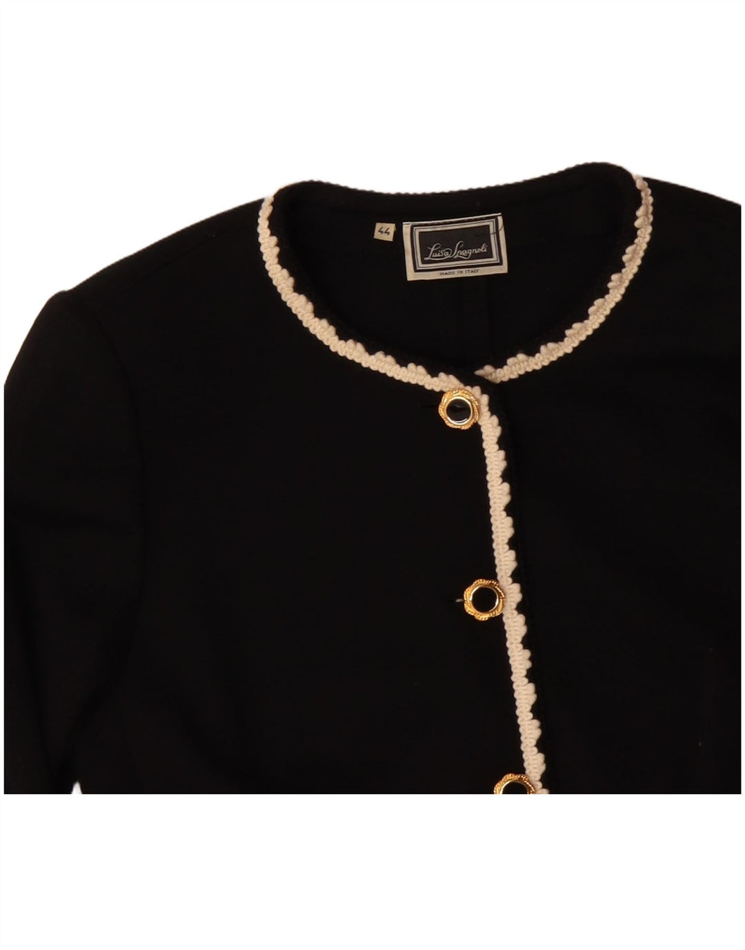 LUISA SPAGNOLI Damska marynarka zapinana na 5 guzików IT 44, średni czarny octan