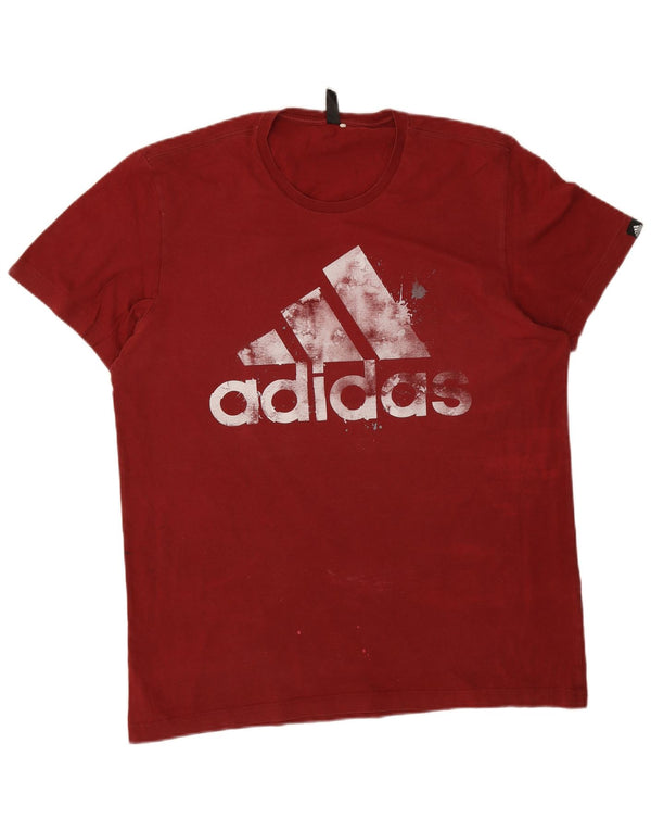 Męska koszulka z grafiką Adidas, duża, czerwona, bawełniana