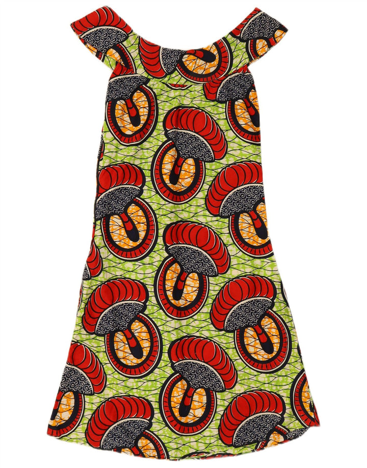 VINTAGE Womens Off Shoulder Dress UK 10 Small Multicoloured
