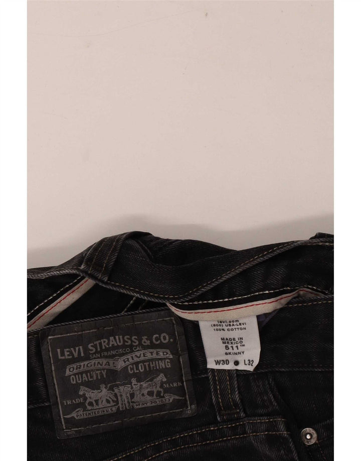 Damskie spodenki jeansowe Levi's 511 Skinny W30 Średnia czarna bawełna