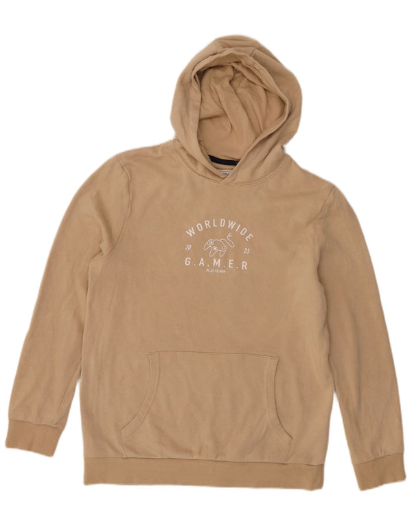 Marks & Spencer Chłopięcy sweter z kapturem i grafiką 13-14 lat, beżowy, bawełniany