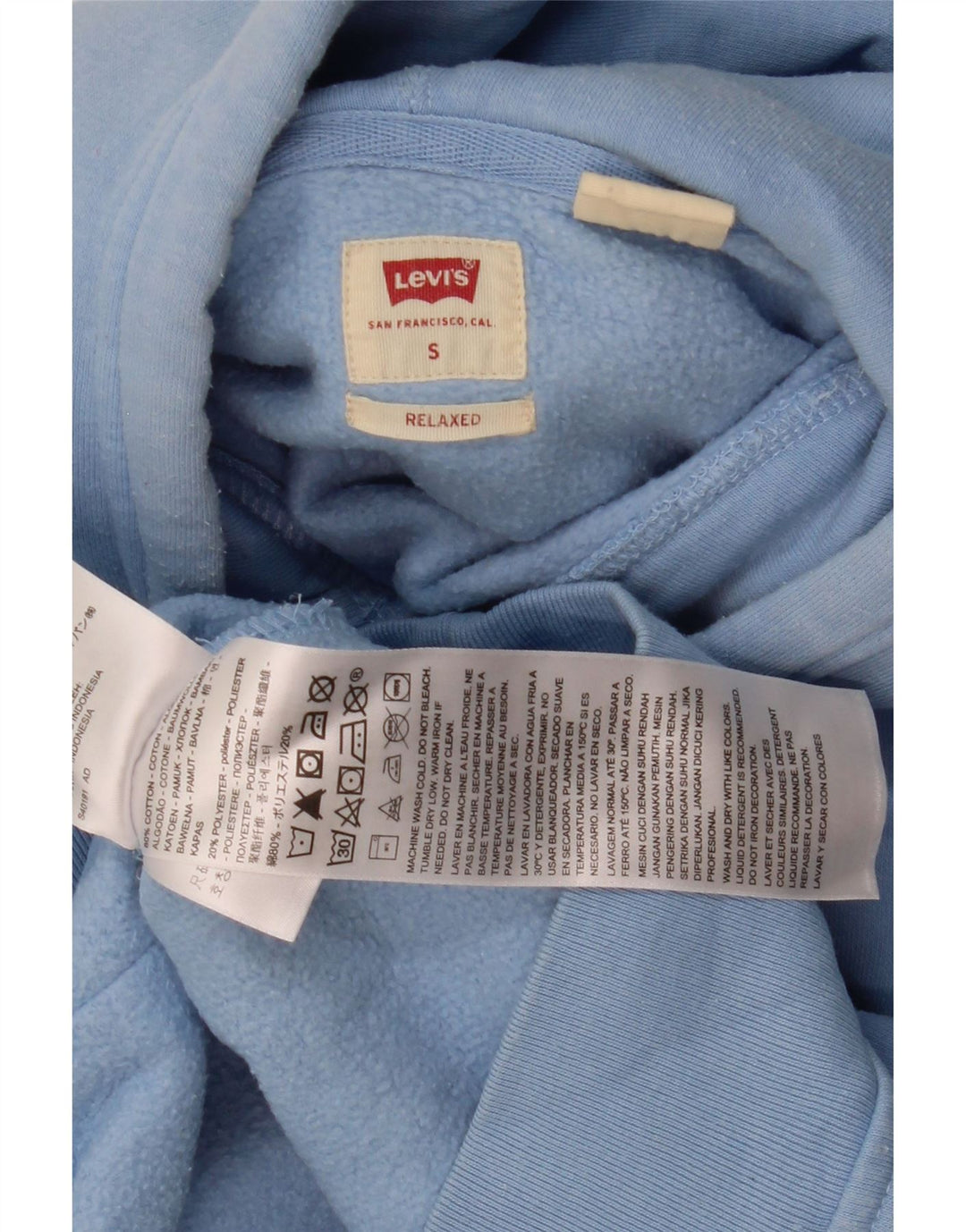 Męski sweter z kapturem i grafiką Levi's, mały, niebieski, bawełniany