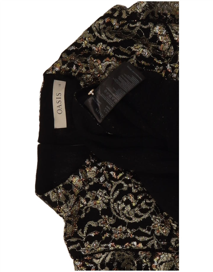 Bluzka damska Oasis Top UK 10 Small, czarna w kwiaty, wiskoza