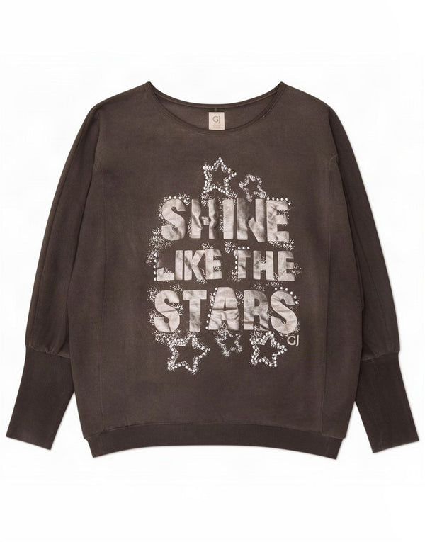 Damska bluza oversize z grafiką Gaudi Jumper UK 10 Small Grey Cotton
