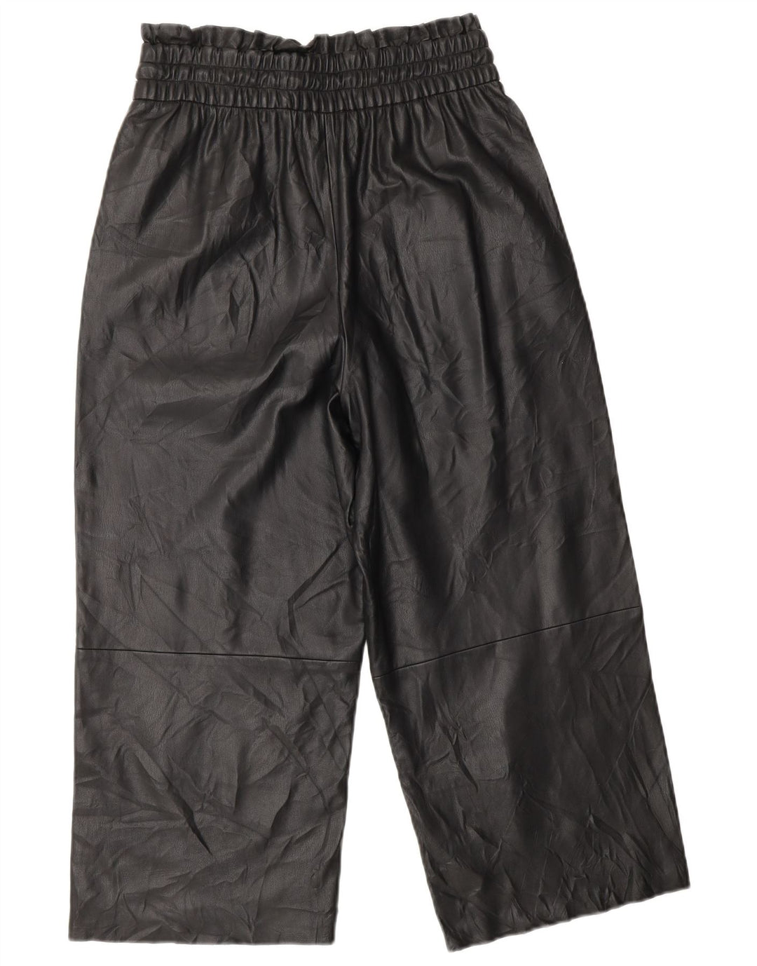 Damskie spodnie ZARA z szeroką nogawką ze sztucznej skóry XS W25 L20 czarne