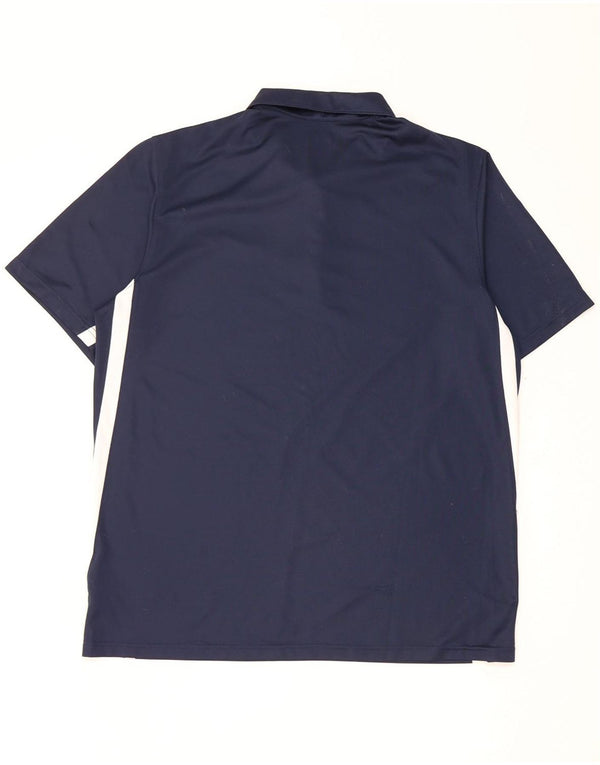 Męska koszulka polo Nike Dri Fit, duża, granatowa, poliestrowa z blokami kolorów