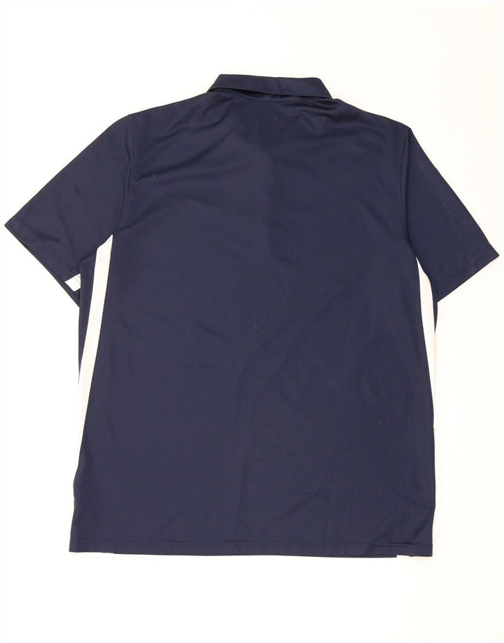 Męska koszulka polo Nike Dri Fit, duża, granatowa, poliestrowa z blokami kolorów
