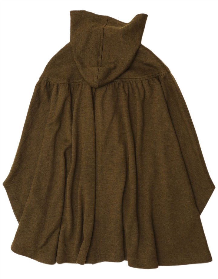 Vintage damski płaszcz poncho z kapturem, jeden rozmiar khaki