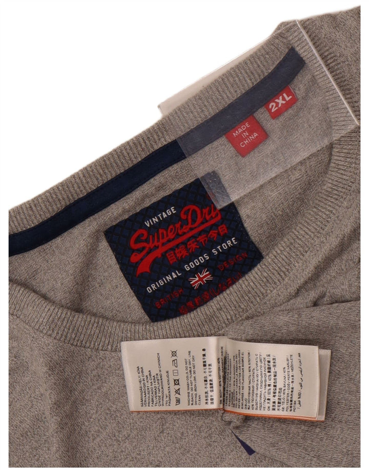 Męski T-shirt Superdry z grafiką, 2XL, szara bawełna