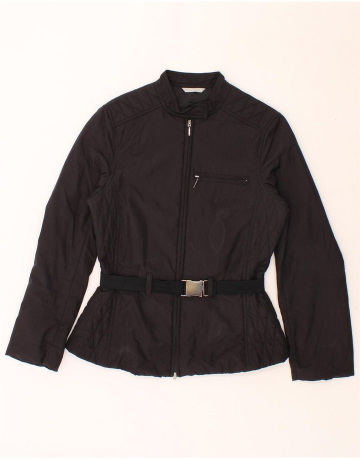 STEFANEL Womens Bomber Jacket IT 42 Medium Black Polyester Vintage Stefanel and Second-Hand Stefanel from Messina Hembry 