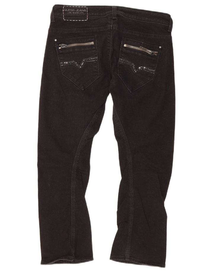 Guess Damskie Krótkie Jeansy W28 L23 Czarne Bawełniane