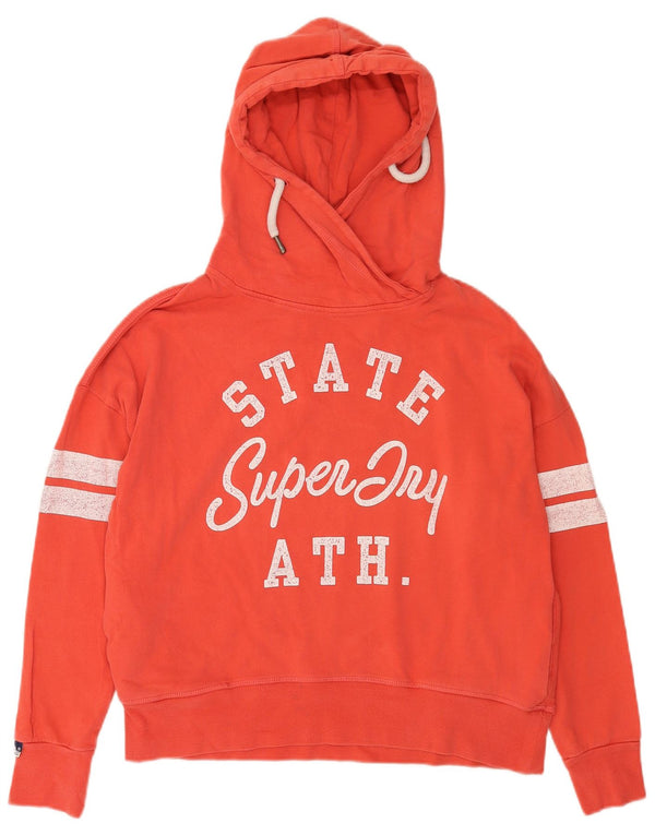 Damski sweter z kapturem Superdry Graphic, oversize, UK 14, średni czerwony, bawełniany