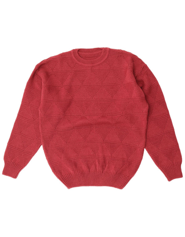Sweter męski z okrągłym dekoltem w stylu vintage IT 48/50 Średni bordowy Argyle/Diament