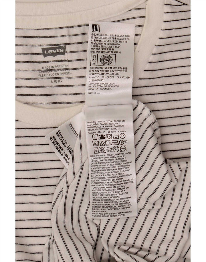 Męski T-shirt Levi's Top, duży, biały, bawełniany w prążki