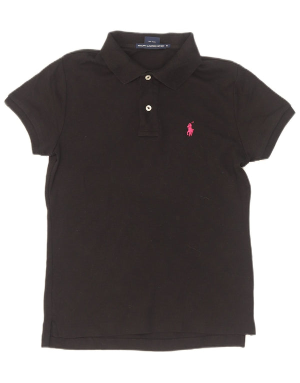 Damska koszulka polo Ralph Lauren Slim Fit UK 12, średnia czarna bawełna