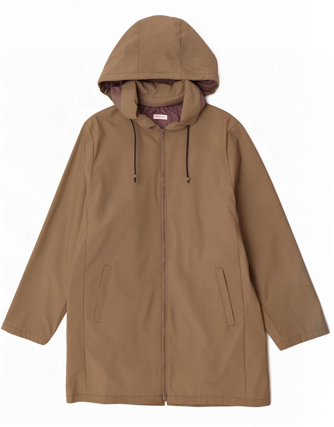 Damski płaszcz przeciwdeszczowy z kapturem Max & Co., UK 14, duży, khaki, poliamid