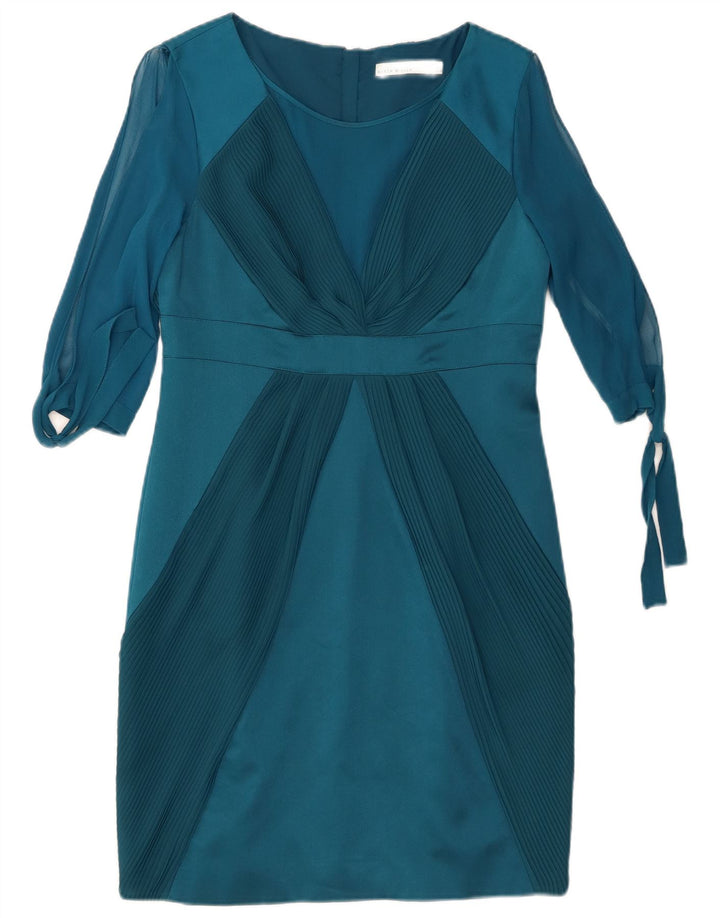 Karen Millen Damska sukienka typu shift z rękawem 3/4 UK 12 Średni niebieski jedwab