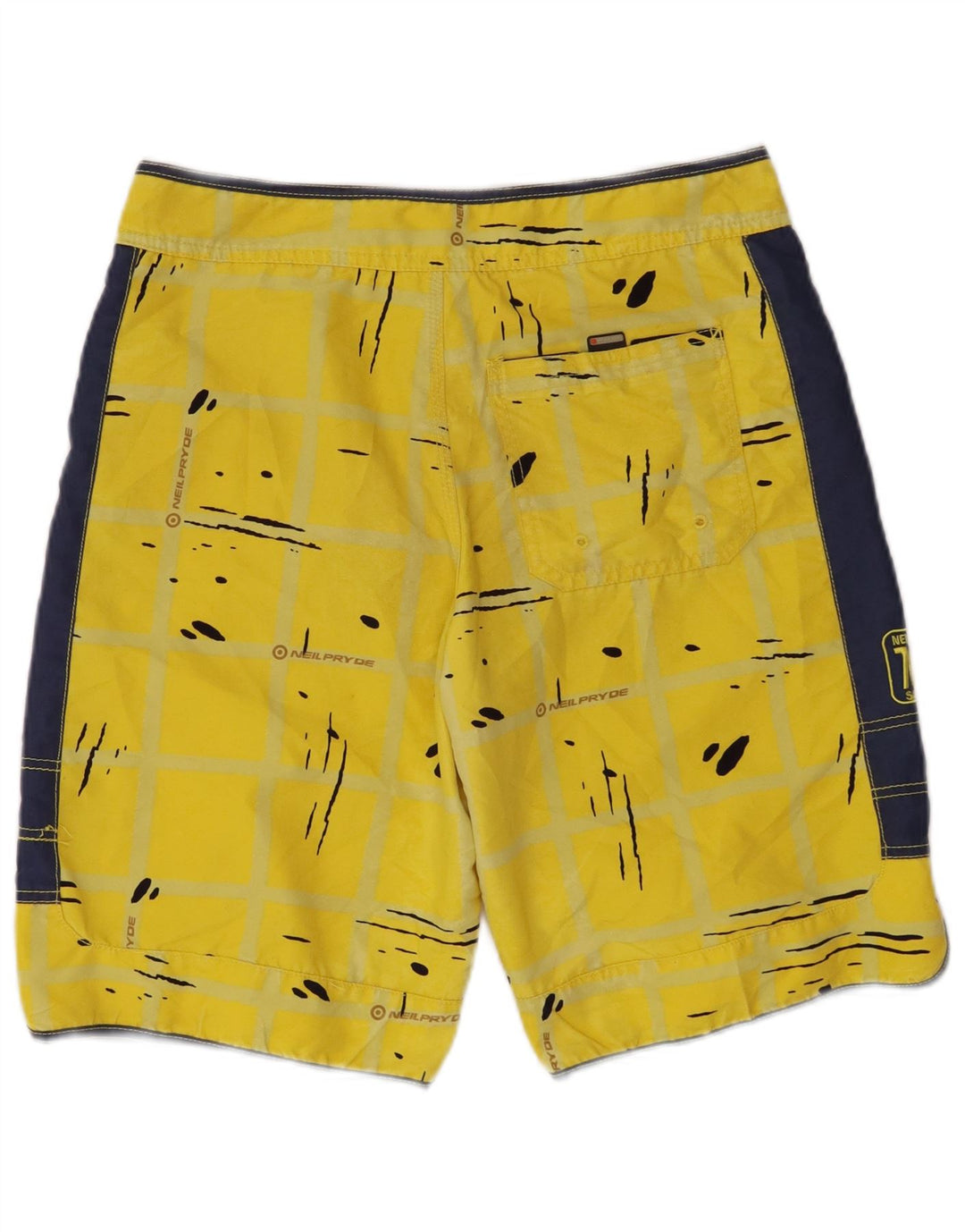 NEILPRYDE Mens Graphic Swimming Shorts Medium  Yellow Spotted Polyester