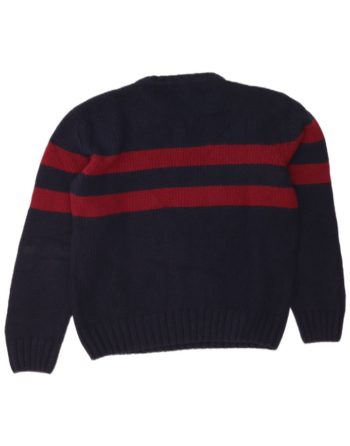 Marlboro Classics Męski sweter z okrągłym dekoltem, duży, granatowy, z blokami kolorów