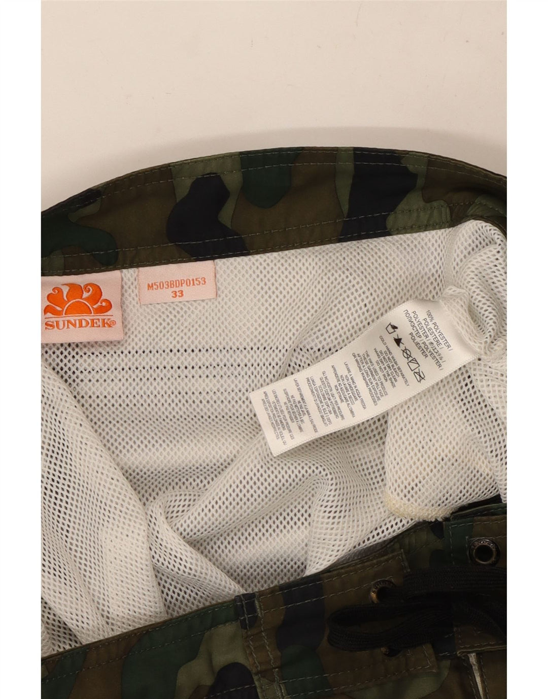 Męskie spodenki kąpielowe SUNDEK, średni poliester w kamuflażu khaki