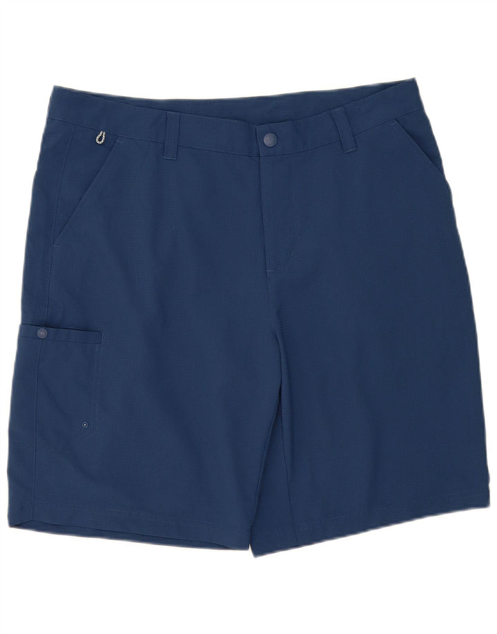Męskie spodenki cargo Columbia W36, duże, granatowe, poliestrowe w kratę