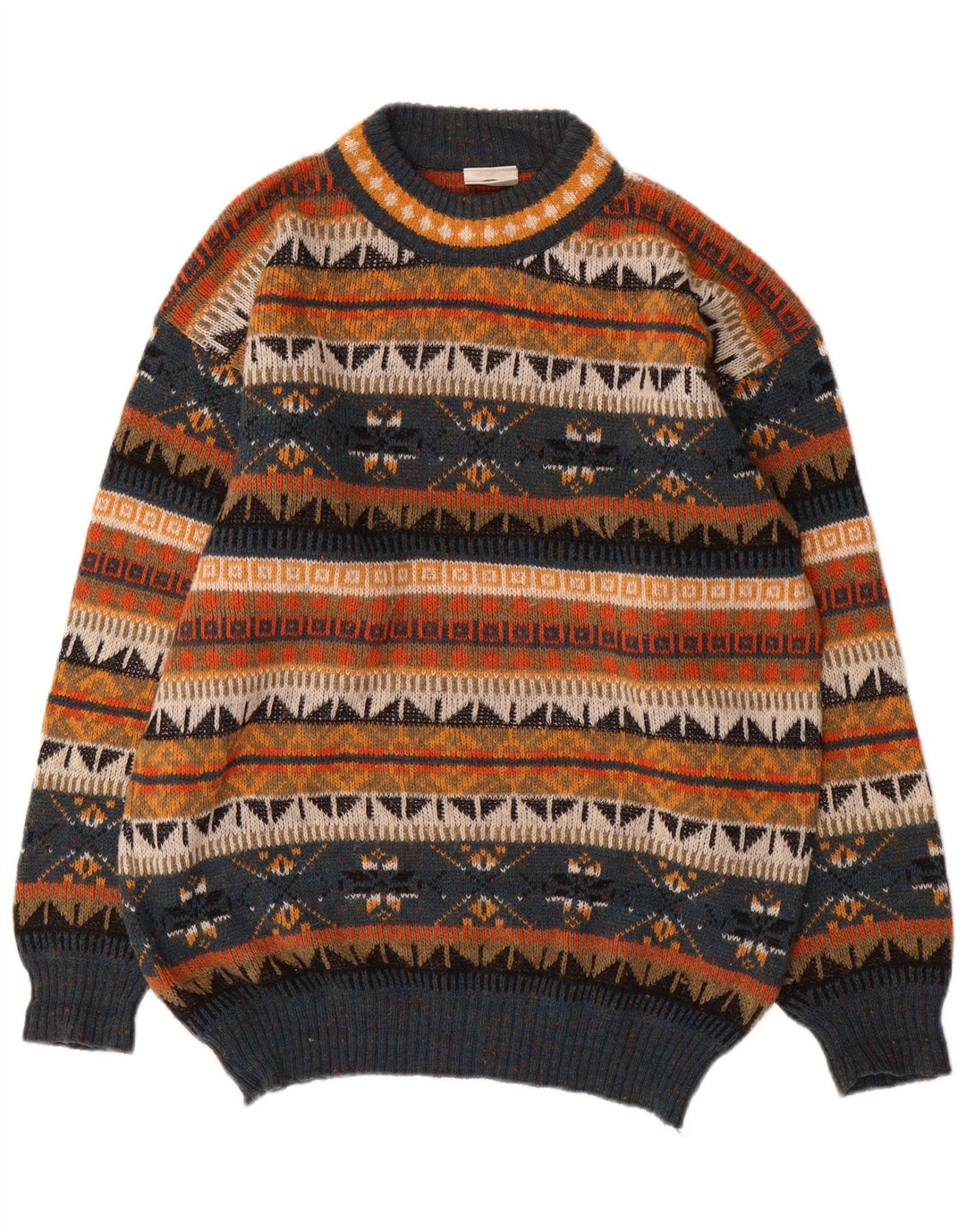 Vintage męski sweter z golfem, duży, wielokolorowy Fair Isle