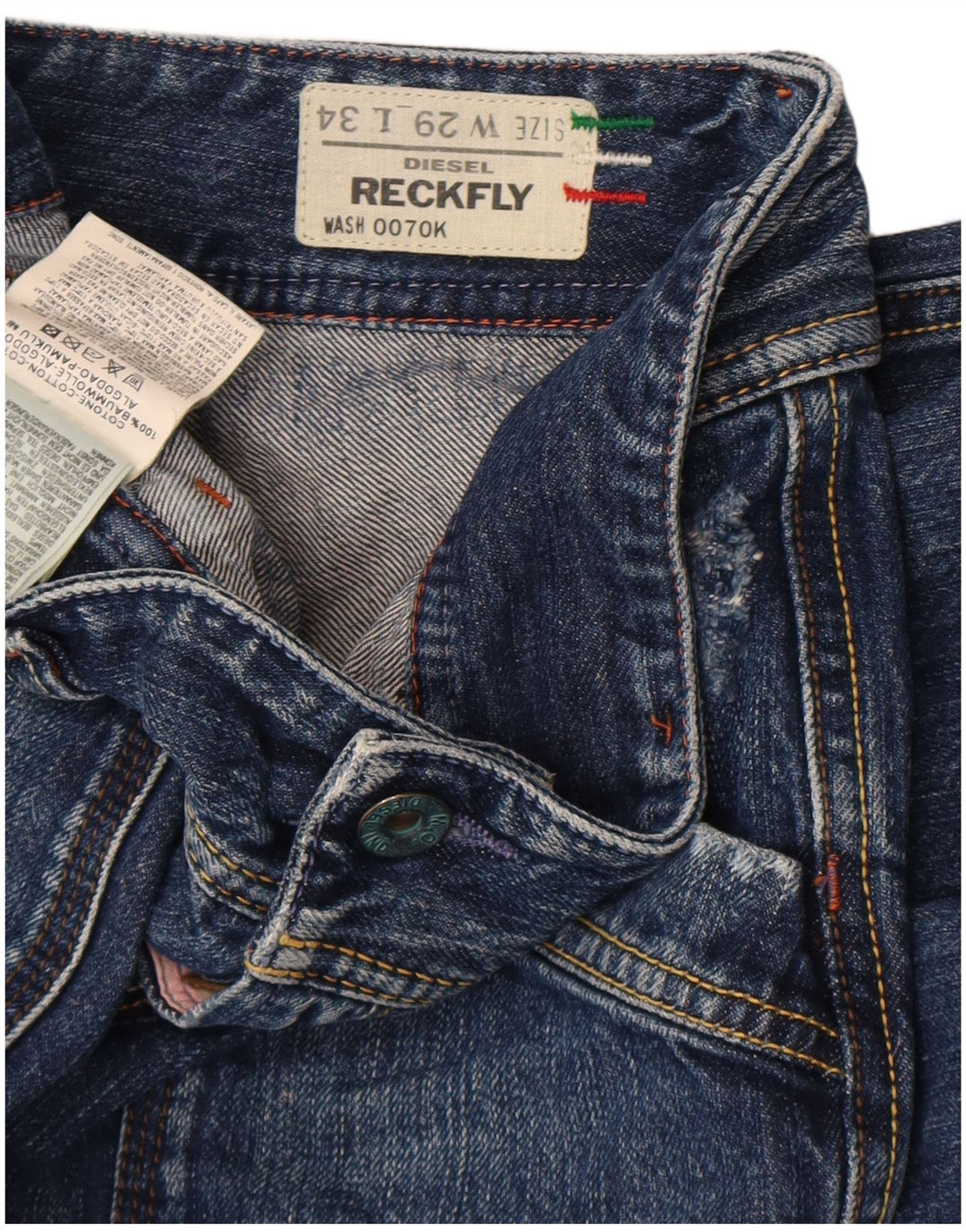 Diesel Damskie Reckfly Slim Jeans W29 L34 Niebieskie bawełniane