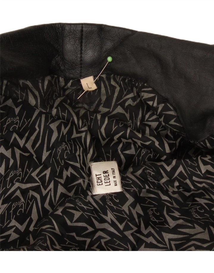 VINTAGE Womens 1 Button Leather Blazer Jacket UK 16 Large Black Leather Vintage Vintage and Second-Hand Vintage from Messina Hembry 