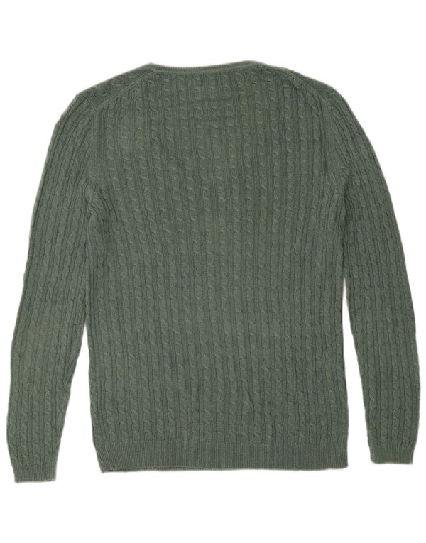 Massimo Dutti Womens V-Neck Jumper Sweater UK 10 Small Green Viscose