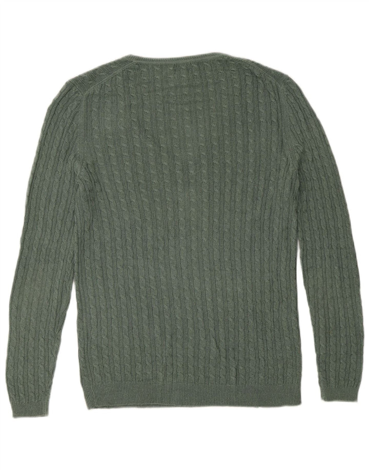 Sweter damski Massimo Dutti z dekoltem w kształcie litery V, UK 10 Small, zielony z wiskozy