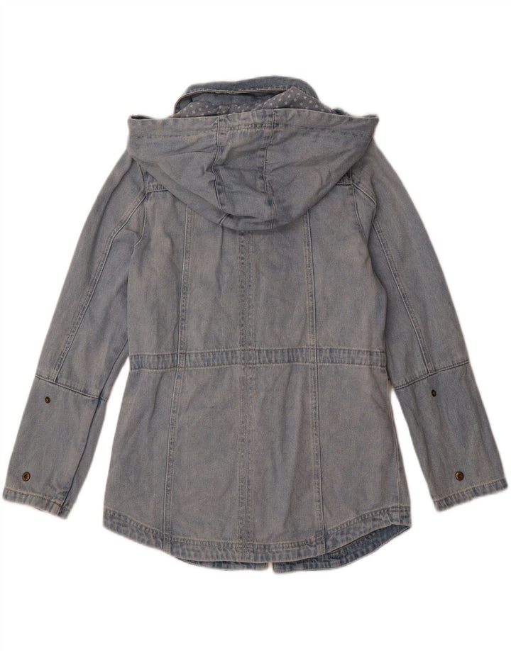 RAINBOW Womens Hooded Denim Jacket EU 36 Small Blue Cotton Vintage Rainbow and Second-Hand Rainbow from Messina Hembry 