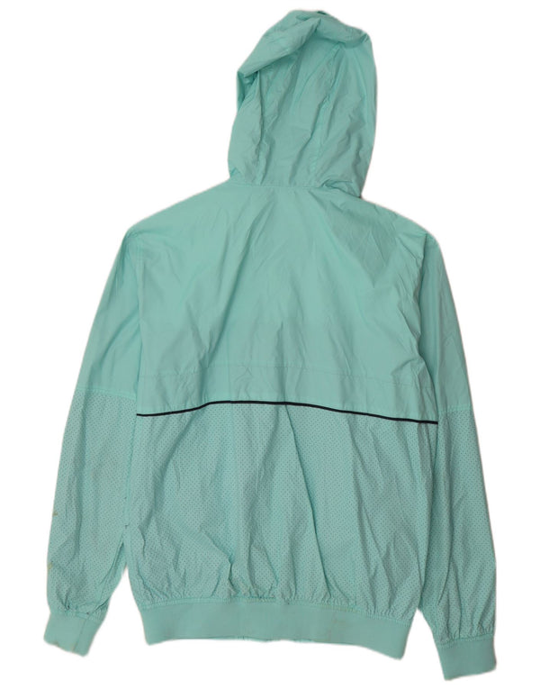 Męska kurtka przeciwdeszczowa Pull & Bear z kapturem UK 40, duży turkusowy nylon z blokami kolorów