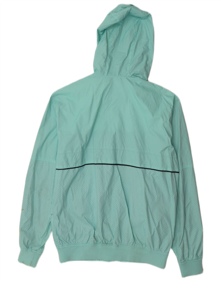 Męska kurtka przeciwdeszczowa Pull & Bear z kapturem UK 40, duży turkusowy nylon z blokami kolorów