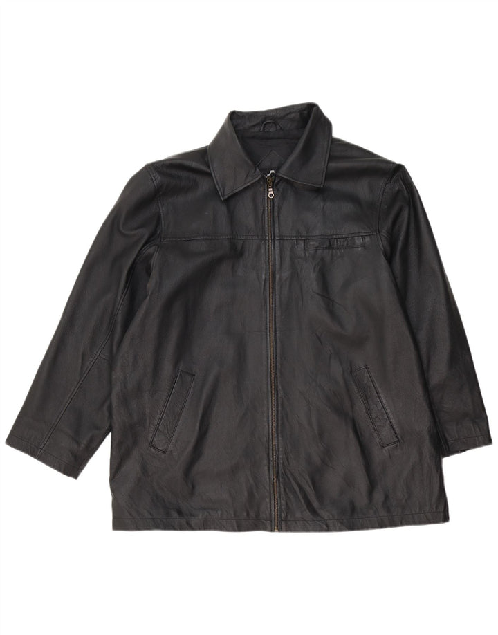 Vintage męska kurtka skórzana IT 52 XL czarna skóra