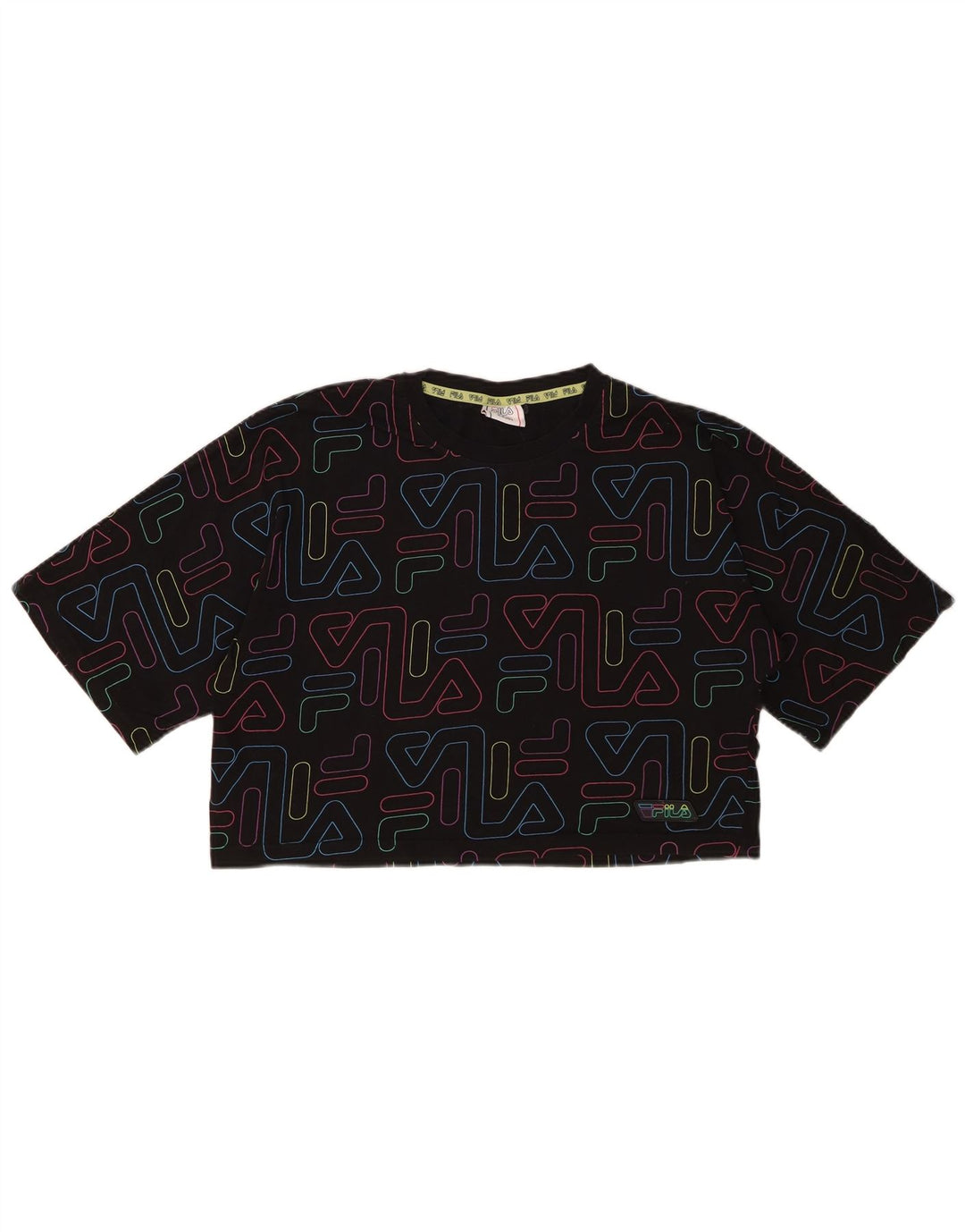 Dziewczęca koszulka z krótkim rękawem FILA z grafiką, 15-16 lat, czarna bawełna