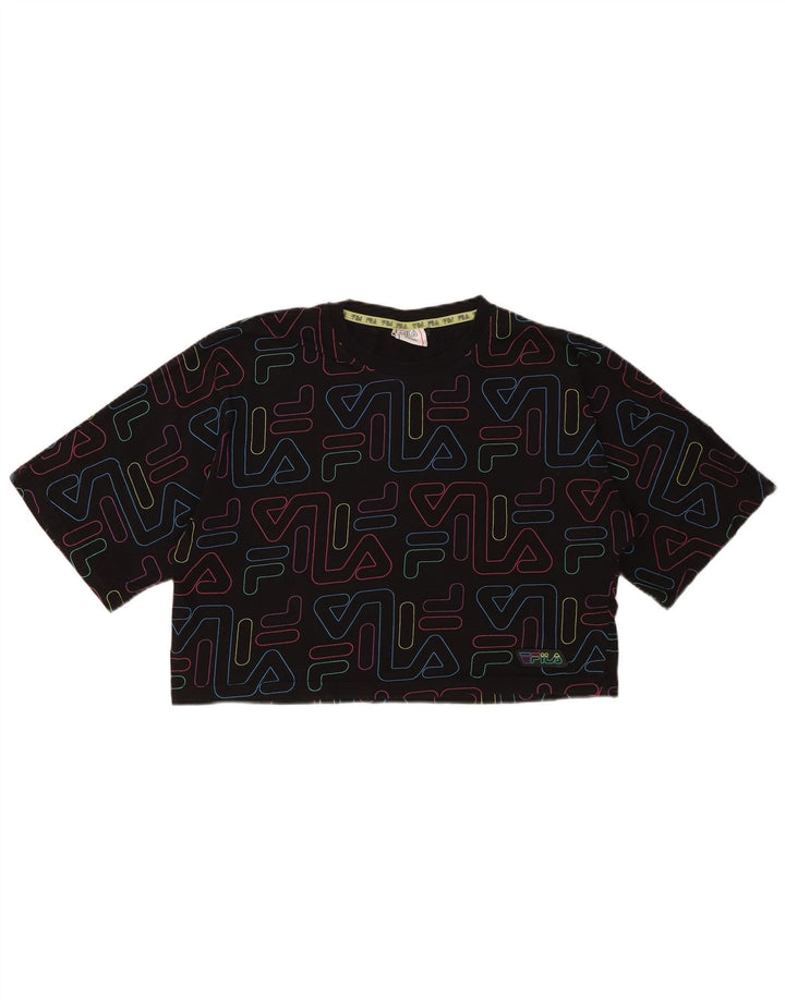 Dziewczęca koszulka z krótkim rękawem FILA z grafiką, 15-16 lat, czarna bawełna