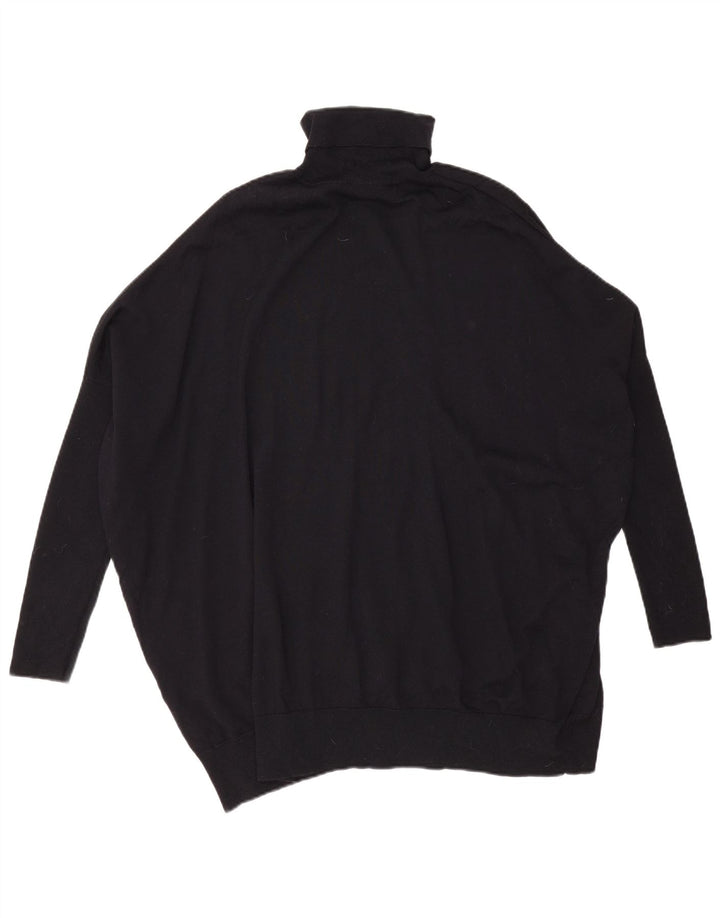 Cos Damski sweter oversize z golfem UK 14, średnia czarna wełna