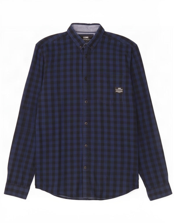 Męska koszula robocza Jack & Jones, mała, granatowa, bawełniana w kratkę