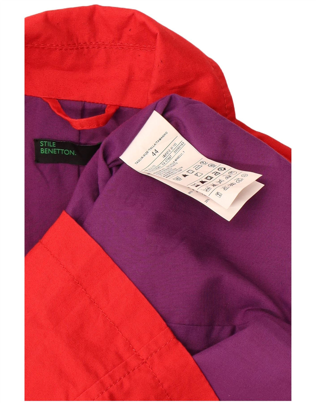 Damski trencz Benetton IT 44 Średni czerwony bawełniany